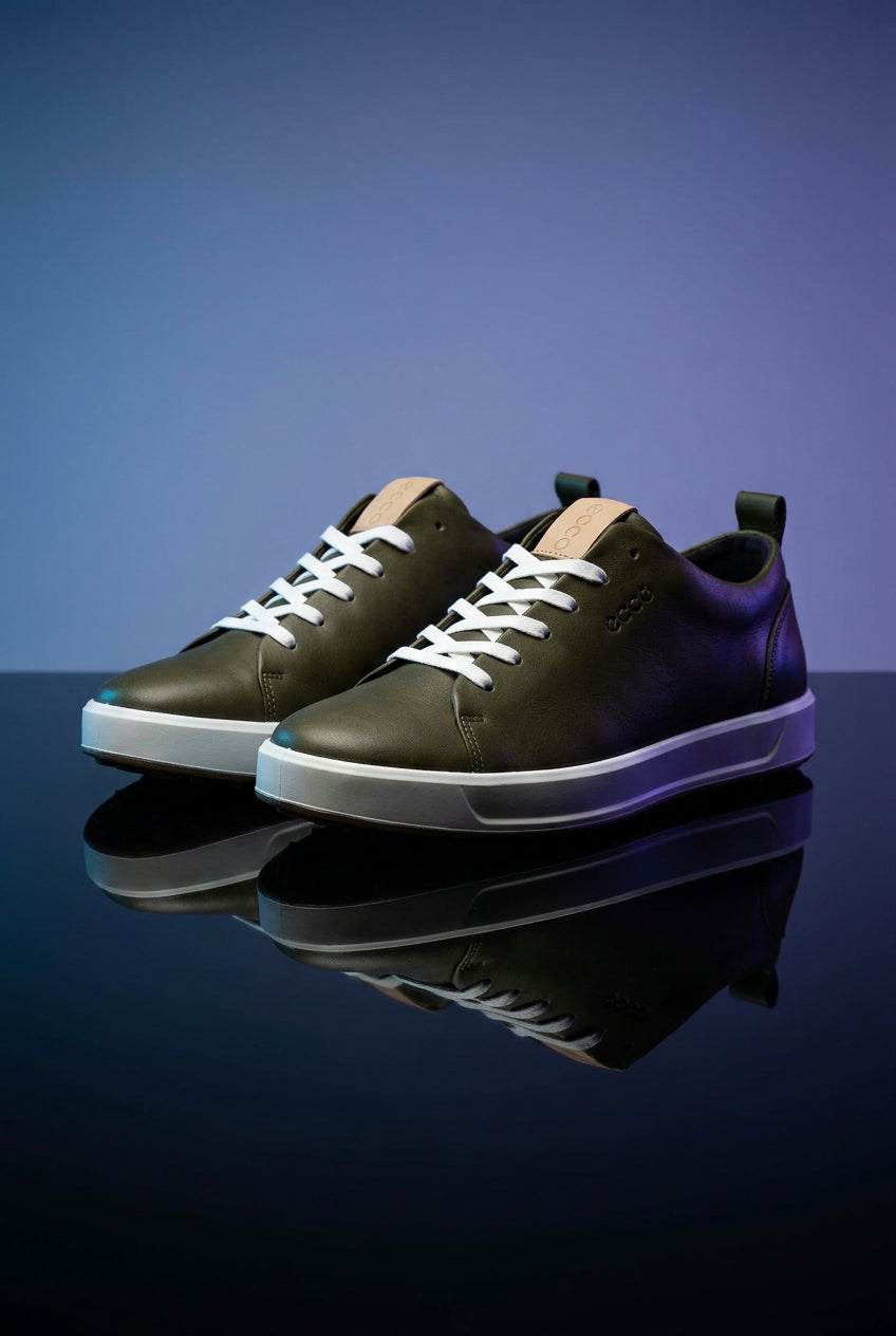 Dark navy blue and white ECCO smart casual leather sneakers