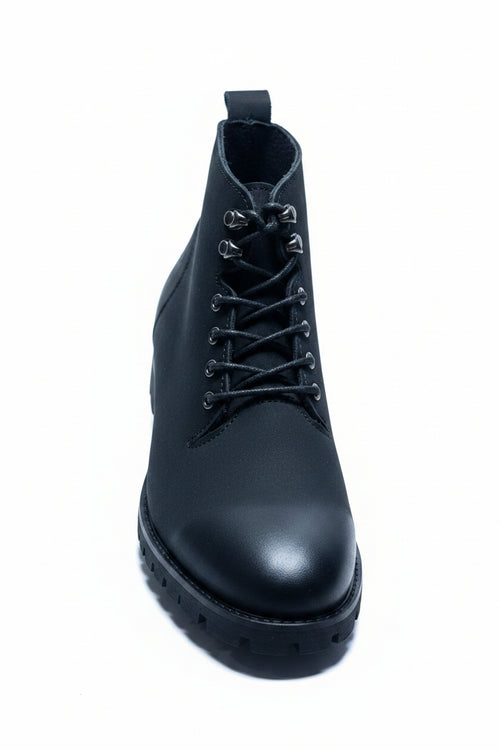 Black leather casual ankle boot