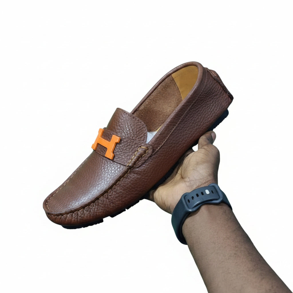 Men's pebbled leather driving loafer