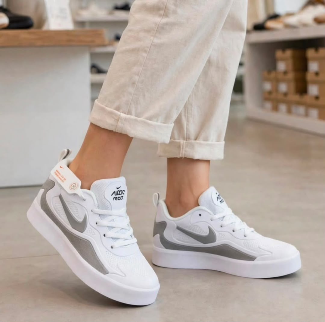 White and grey Nike React sneaker