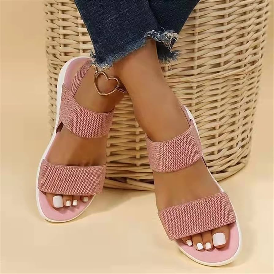 Pink elastic-strap orthopedic sandals