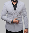 Light gray double-breasted blazer