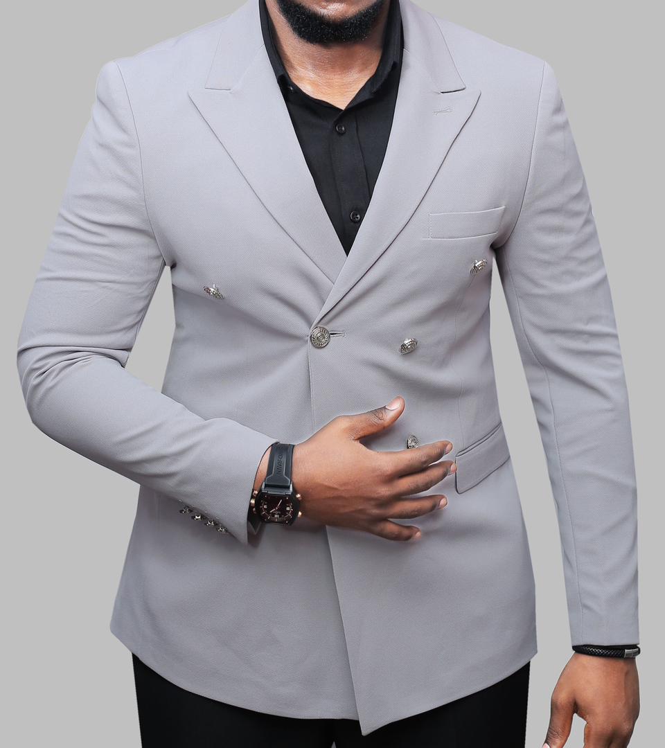 Light gray double-breasted blazer