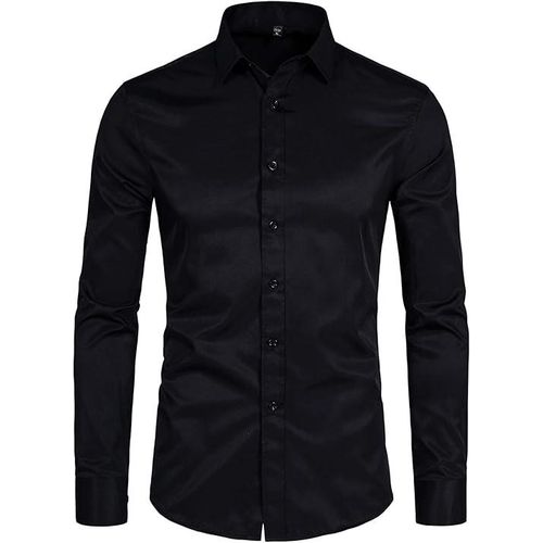 Pack Of 4 Men's Formal Long Sleeve Cotton Shirts - Black, White, Blue, Maroon