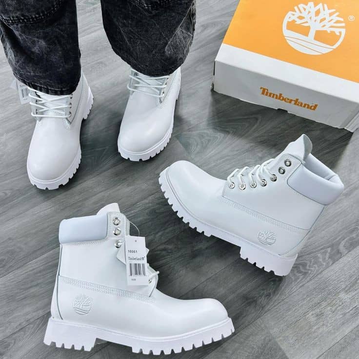White Timberland 6-inch premium boots