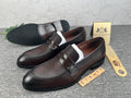 Brown Renato Castello textured leather penny loafers