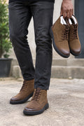 Brown leather casual ankle boots