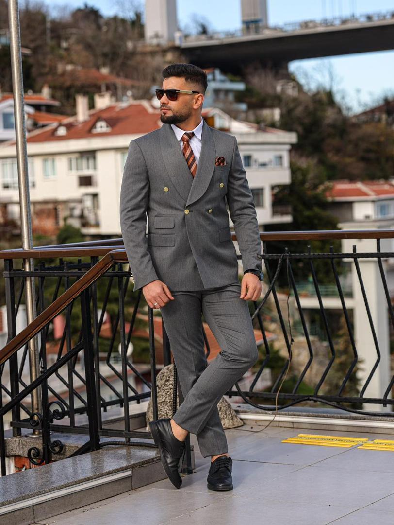 Grey double-breasted suit