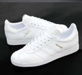 Adidas Gazelle sneakers in a clean, all-white leather