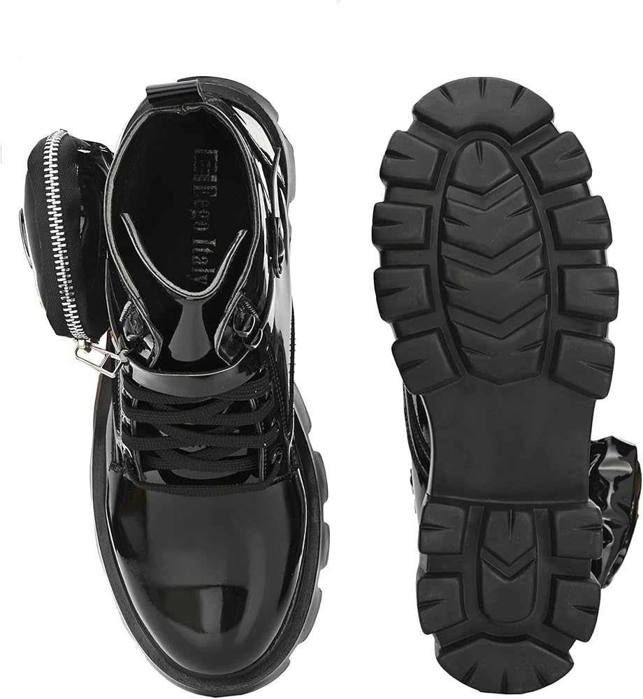 black patent leather ankle boots
