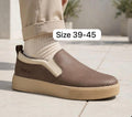 Brown, perforated slip-on casual sneakers