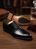 Black leather Oxford dress shoes