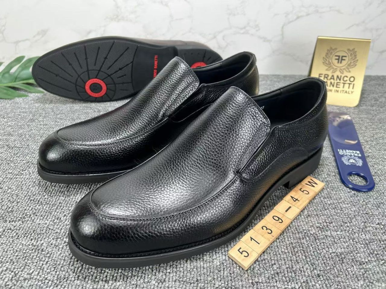 classic black Franco textured leather