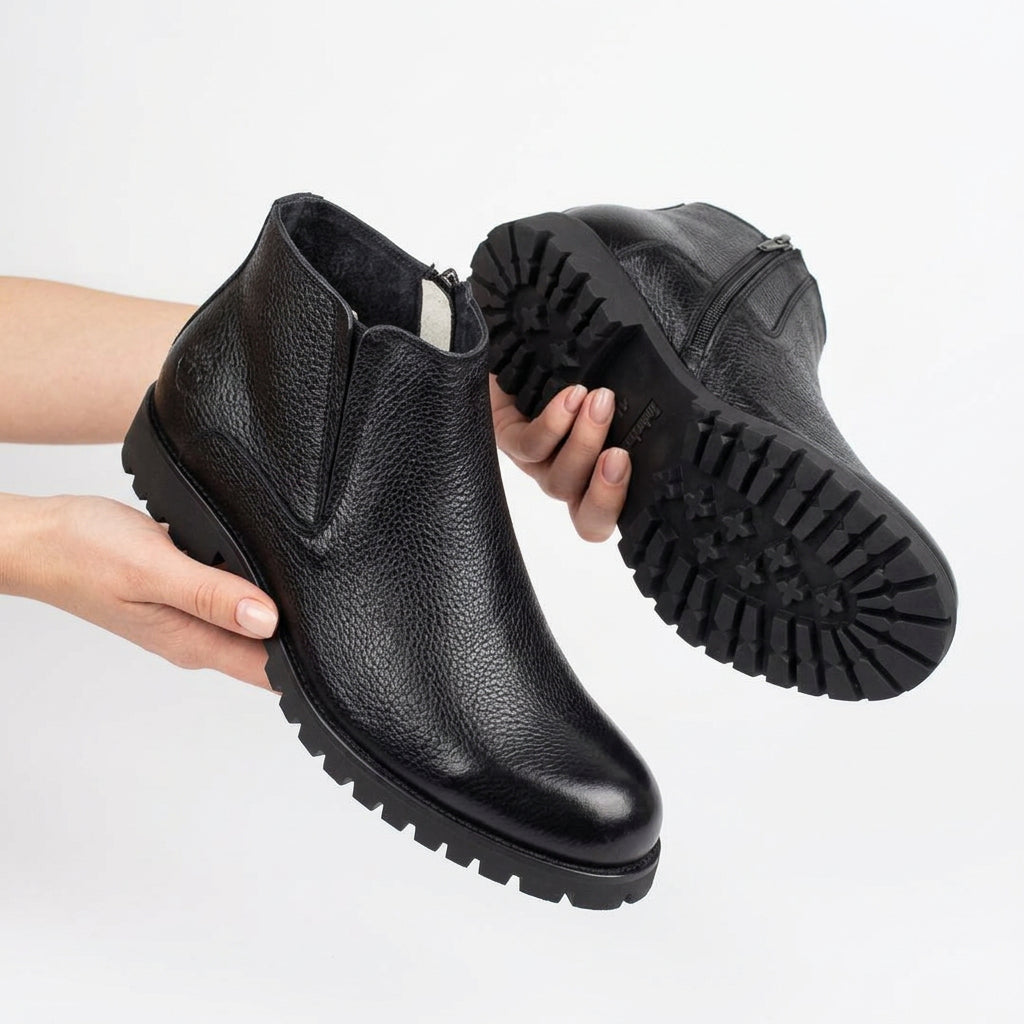 Black leather Chelsea ankle boots