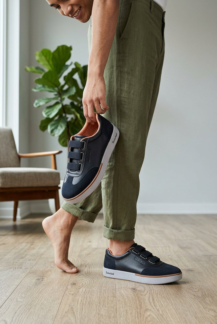 Black and navy-blue Timberland casual sneakers