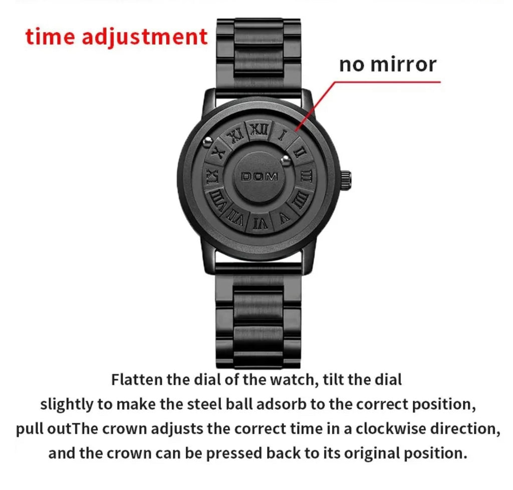 DOM men’s magnetic rolling pointer wristwatch