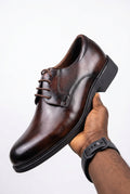 Classic dark brown leather derby dress shoes
