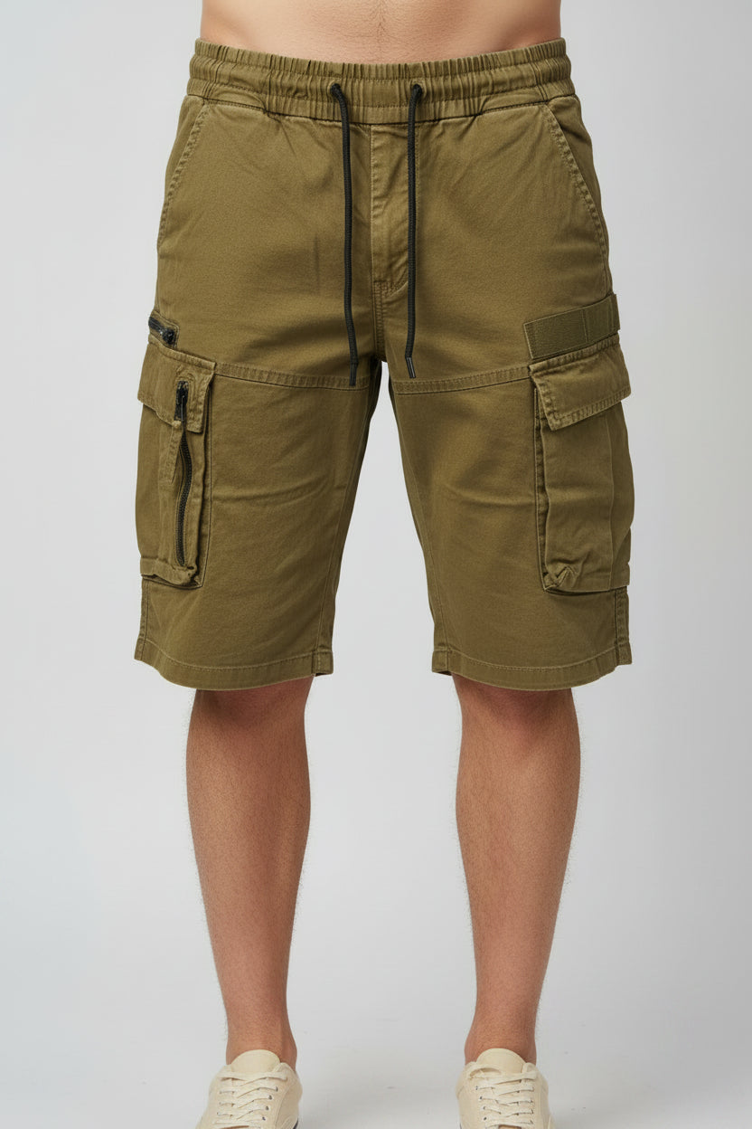 Abercrombie & Fitch olive green multi-pocket utility cargo short