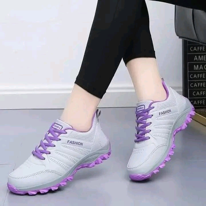 grey women's casual leather sports sneakers