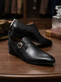 Black single monk strap dress shoes
