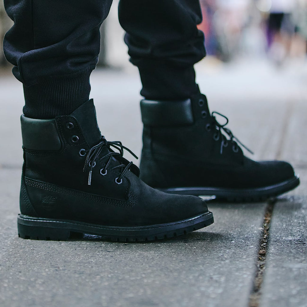 Timberland 6-Inch Premium Waterproof Boots in black.