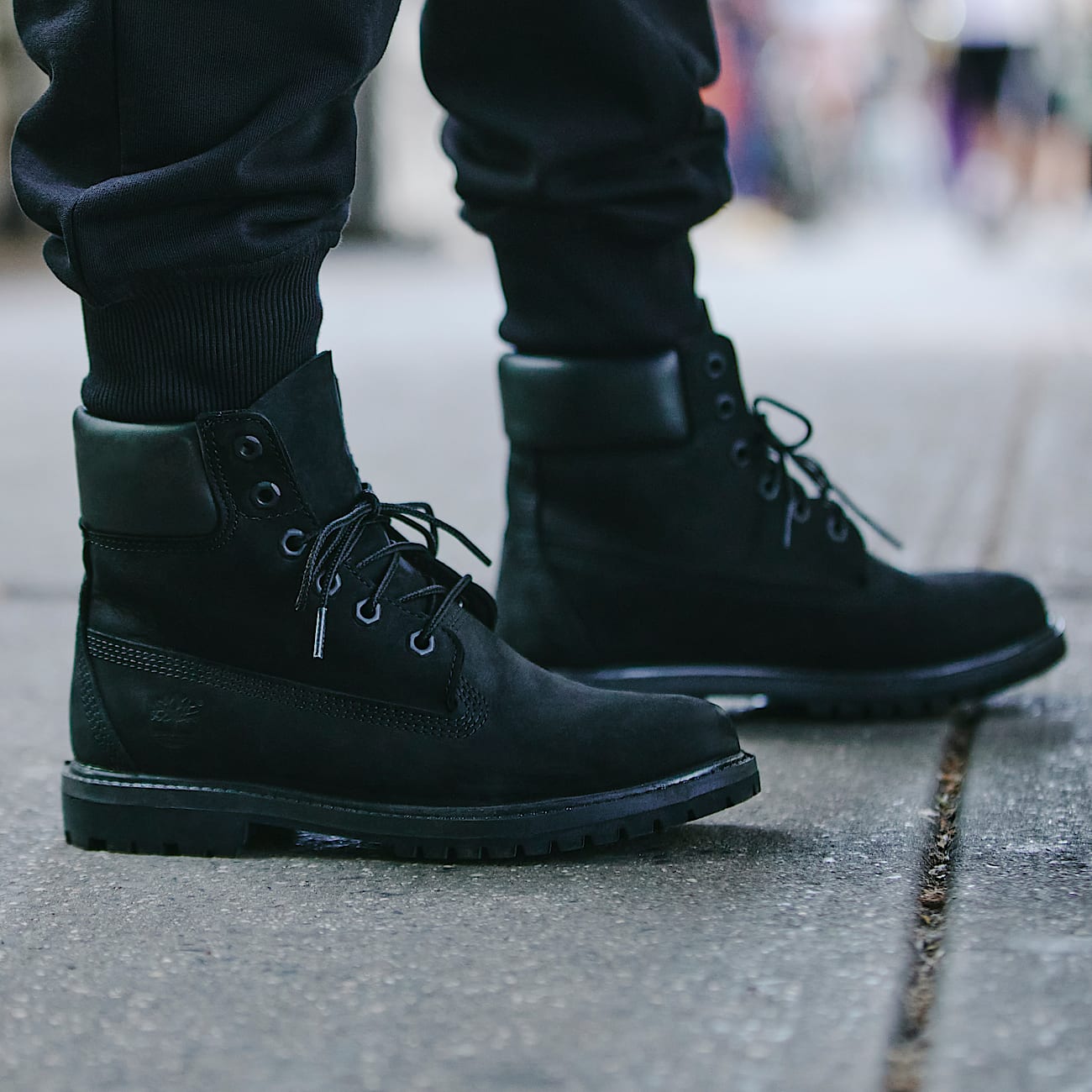 Timberland 6-Inch Premium Waterproof Boots in black.