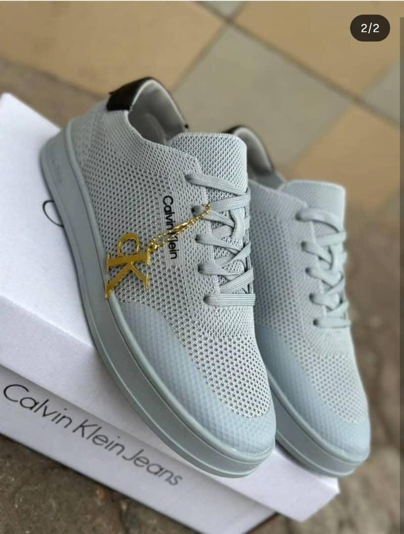 Light grey Calvin Klein knit low-top sneakers