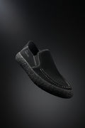 Black suede Clarks slip-on casual shoe