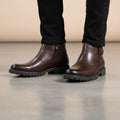 Dark brown leather ankle boots