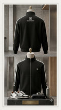 Black zippered track jacket