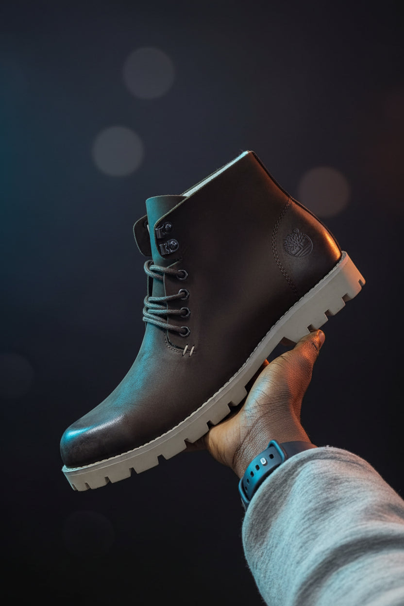Brown leather casual ankle boot
