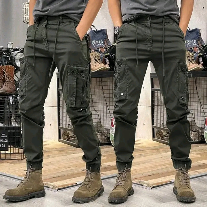 Dark green men's tactical cargo pants