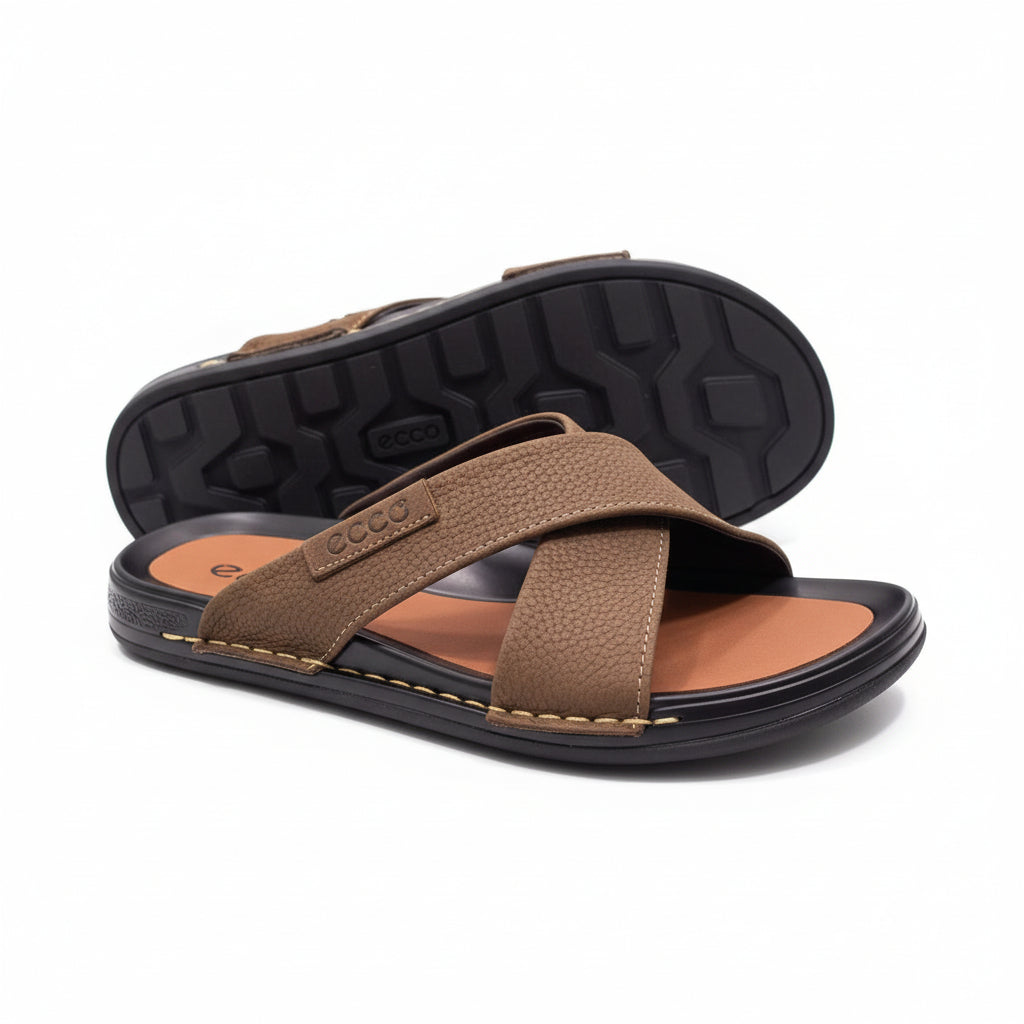 Men's crisscross strap slide sandals