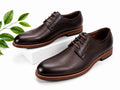Dark brown, pebbled leather derby dress shoes