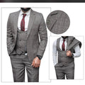 Stylish grey plaid three-piece suit