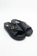 Black men's casual cross-strap sandals