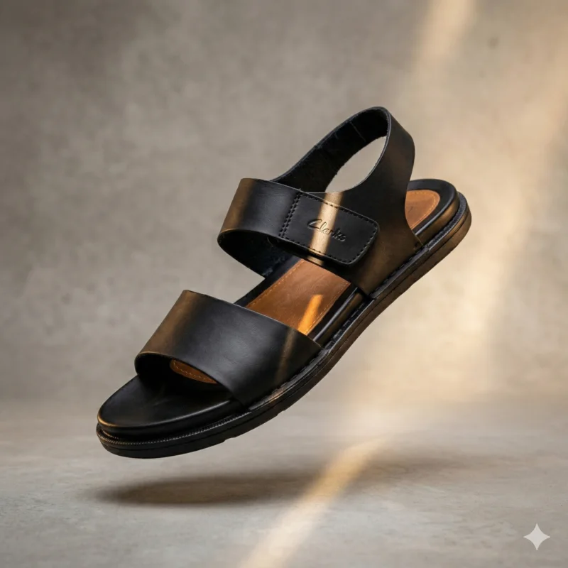 Classic black leather men's sandals