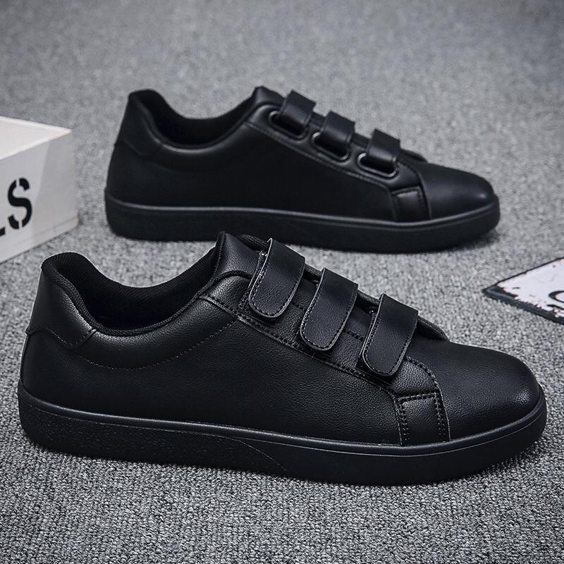 Black, low-top casual sneakers
