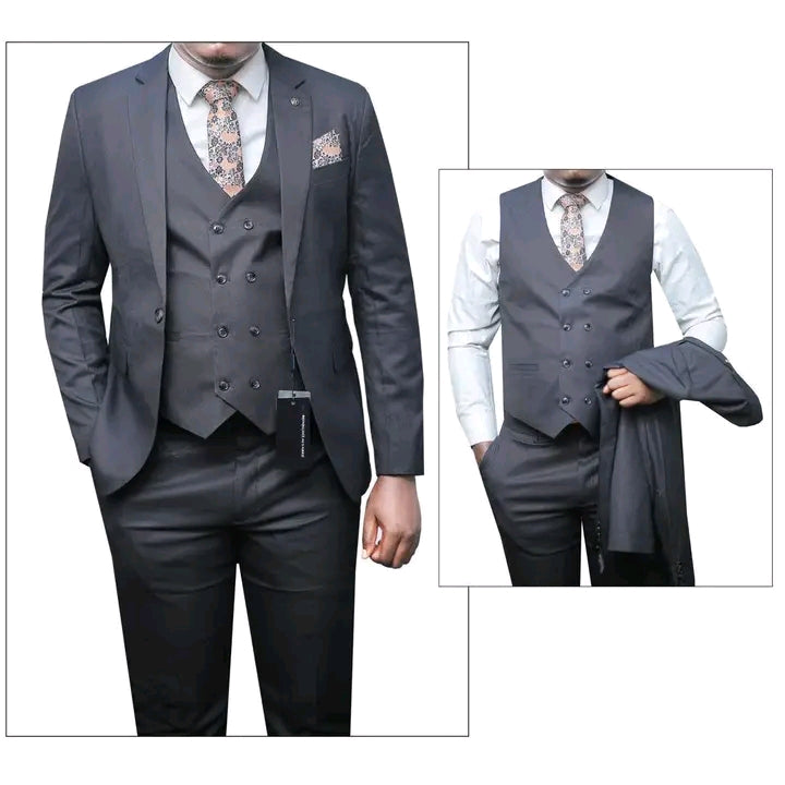 Dark grey three-piece suit