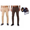 2 Pieces Of Mens Kachi Pants + 2 Free Belts - Brown , Coffee