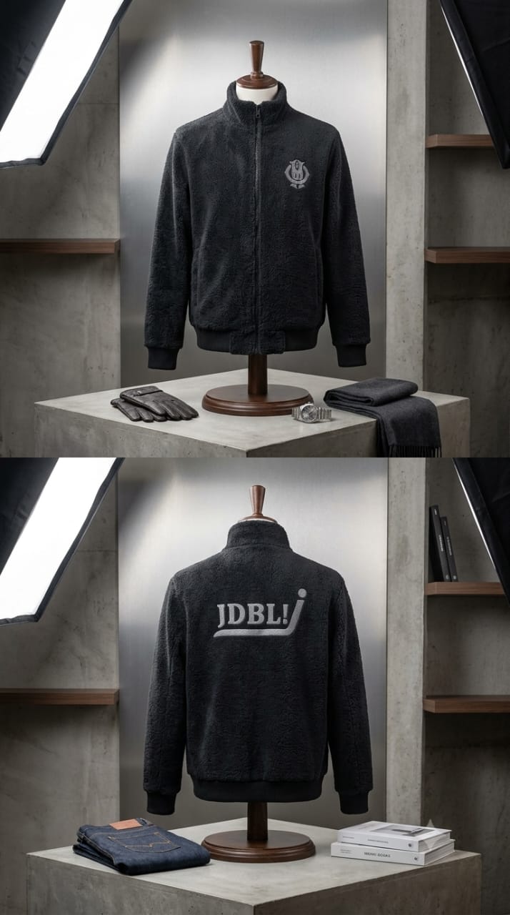 Black fleece zip-up jacket