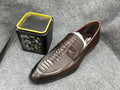 Brown leather penny loafers