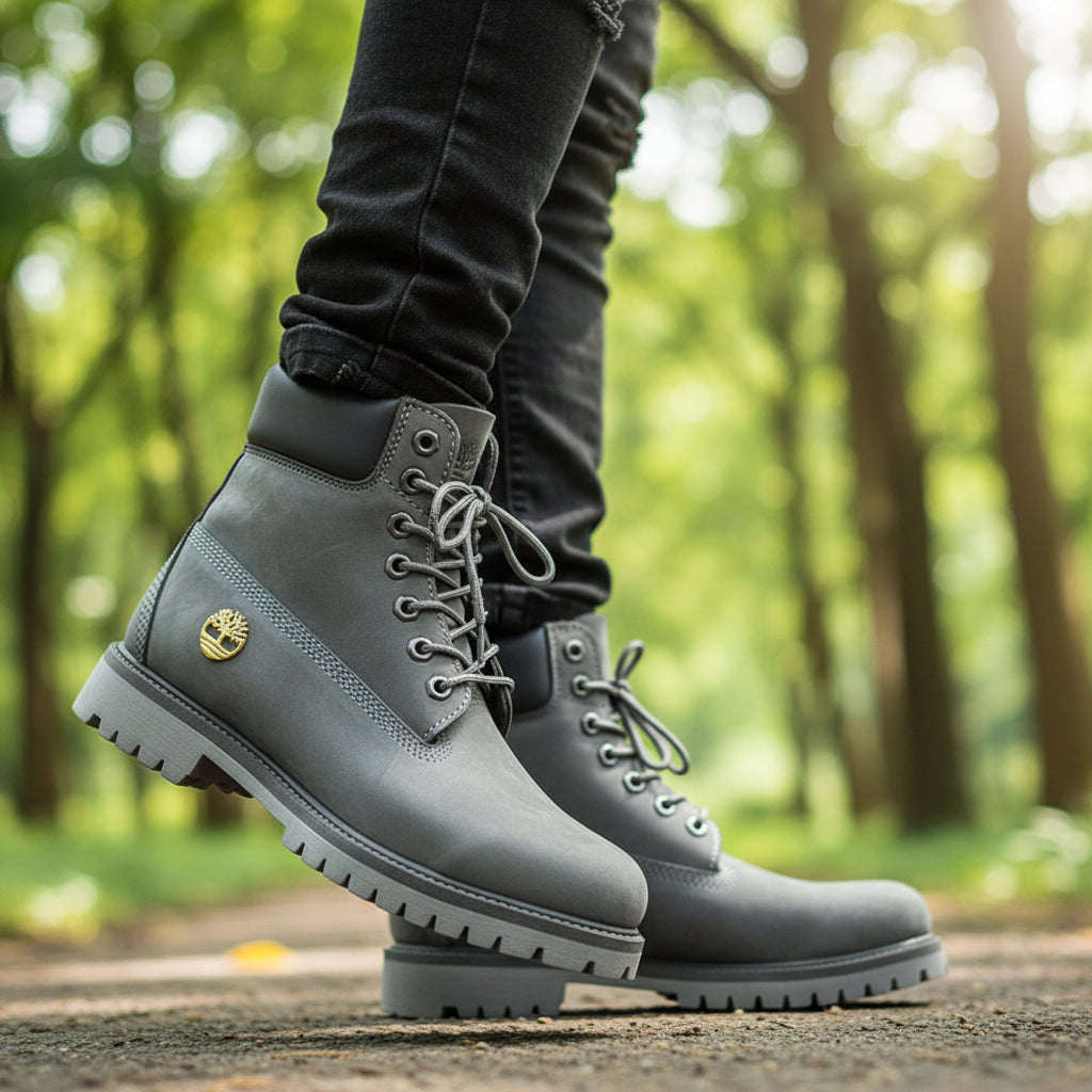 Timbaland Men’s Classic Premium Lace-Up Boots- Grey