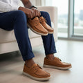 Brown Timberland smart casual moc-toe leather shoes