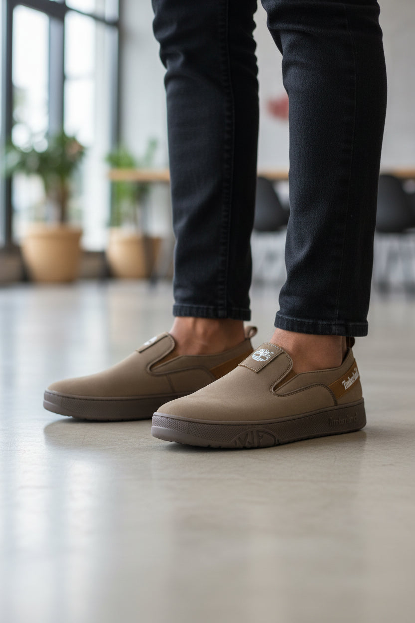 Brown Timberland slip-on casual shoes