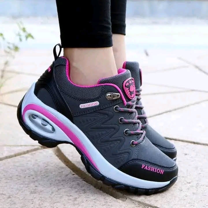 Dark grey and pink women's air-cushioned
