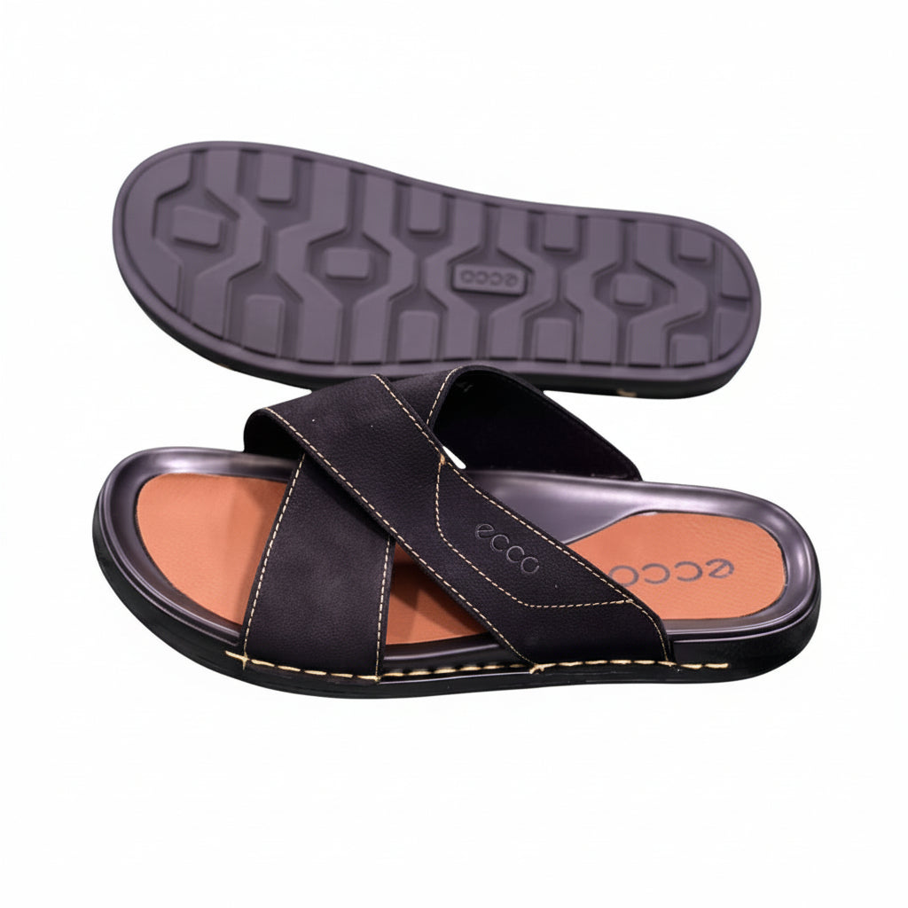 Men's crisscross strap slide sandals