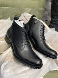 Black leather dress boot