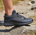 low-top, black waterproof outdoor hiking sneaker
