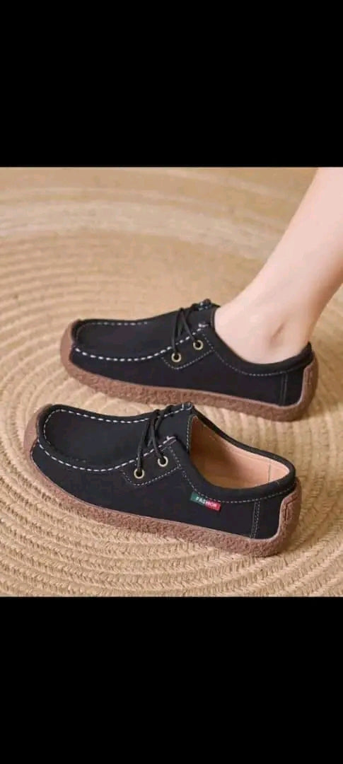 Suede casual lace-up walking loafers